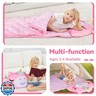 iPlay, iLearn Kid Sleeping Bag, Unicorn Slumber Sack, Toddler Girl Nap Mat, 2 In 1 Pink Animal Cushion Blanket, Happy Travel Sleepover Daycare Preschool Birthday Gift for 3 4 5 6 Year Old Child Summer