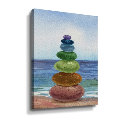 Zen Chakra Rocks Cairn On Ocean Shore Meditative Pebbles II