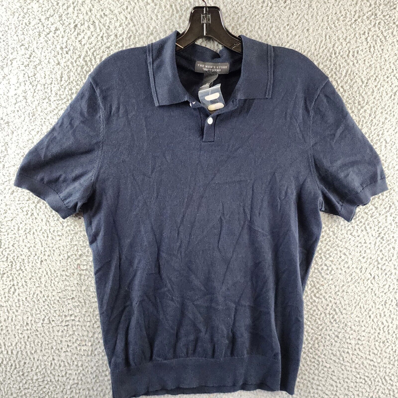 The Men's Store at Bloomingdales Cotton Two Button Sweater Polo Mens S True Navy - Picture 1 of 11