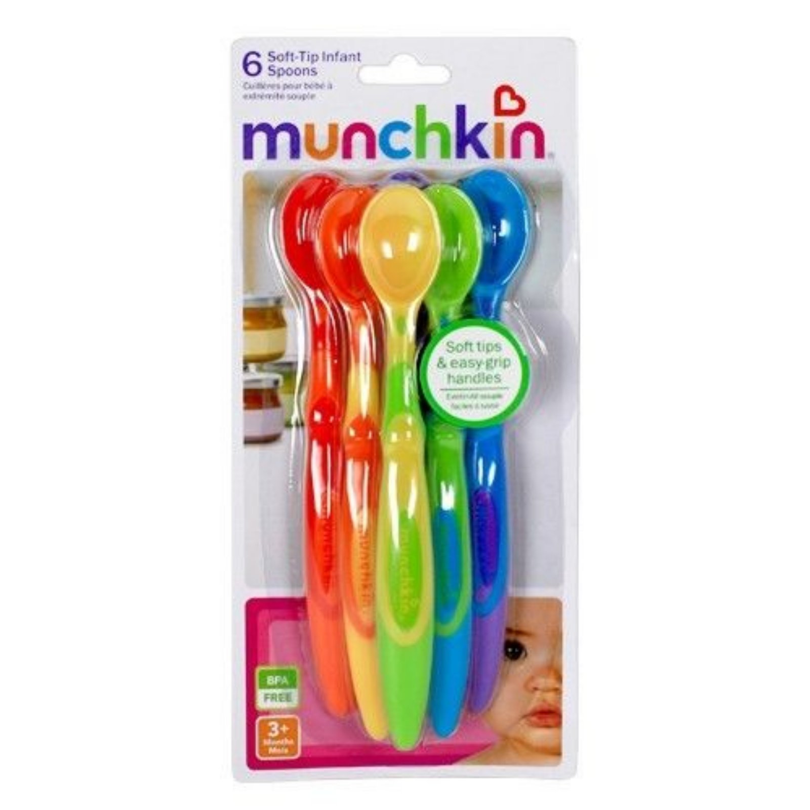 Munchkin Multi Color Soft-Tip Infant Spoons 6pk BPA Free 3+ Months