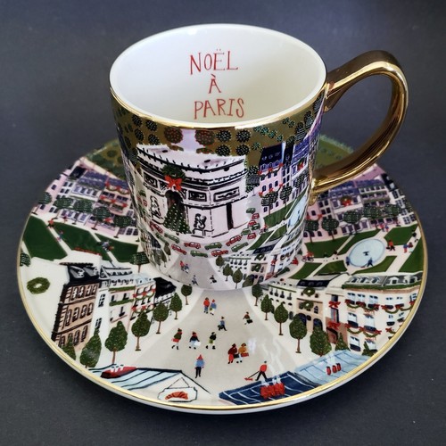 Anthropologie Noel A Paris Mug & Salad Plate 8.25” Christmas Time
