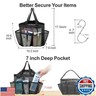 F-color Mesh Shower Caddy Portable with Drawstring - Upgrade Deeper 7 Pockets Dorm Room Essentials for Guys Girls with S Hook, Shower Bag Basket Tote for College Camping Toiletry Bathroom, Black