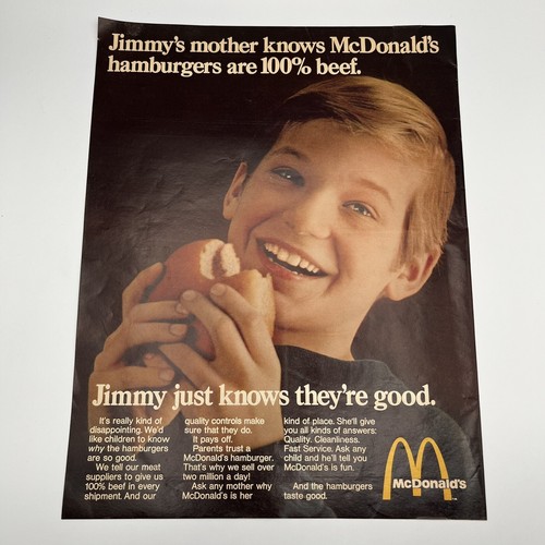 Vintage McDonalds Original Print Ad 1969 Life Magazine Jimmy Vintage McDonalds Original Print Ad 1969 Life Magazine Jimmy
