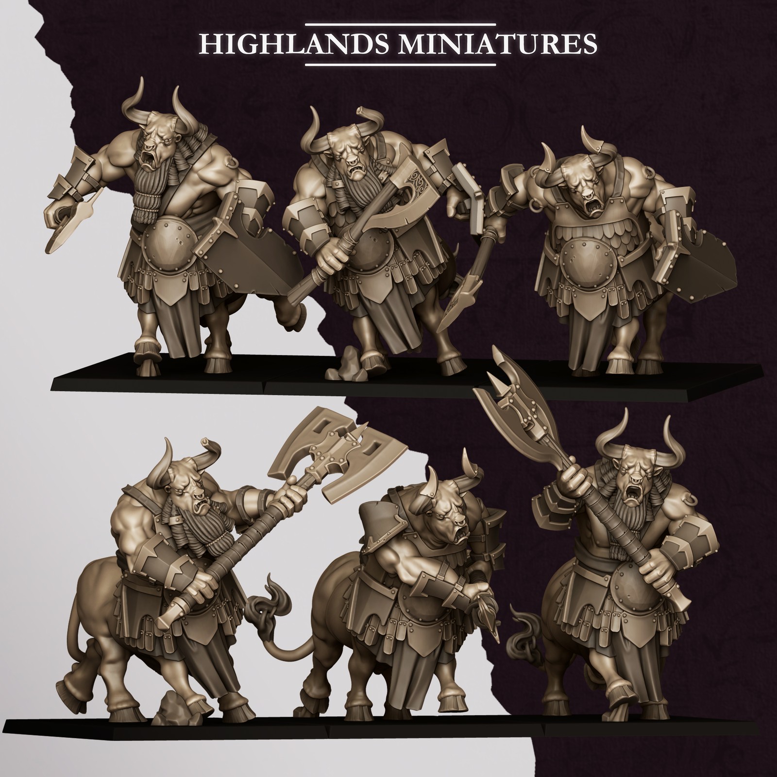 Marduk Minotaurs – Fantasy Minotaur Set | 32mm Scale | Highlands Miniatures