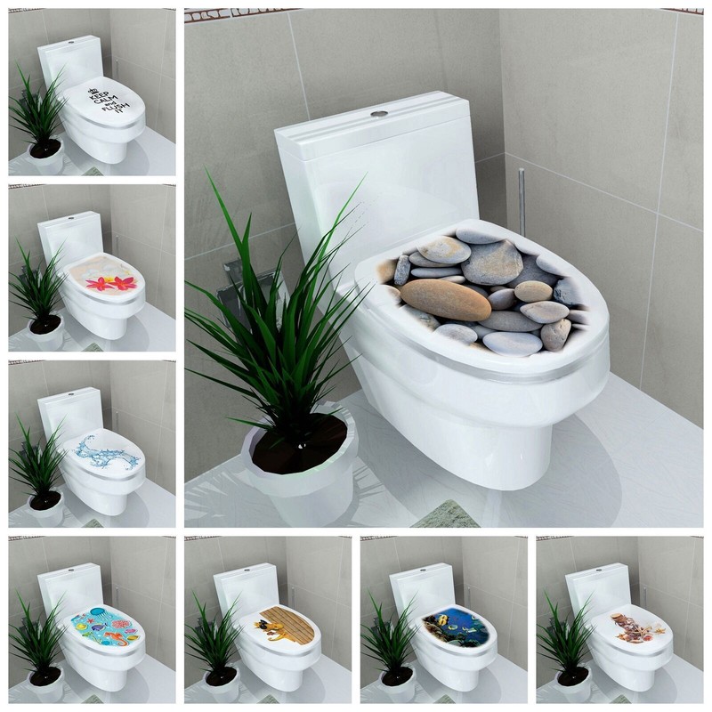 DIY 3D Toilet Lid Seats Cover Wall Stickers Bathroom Decal