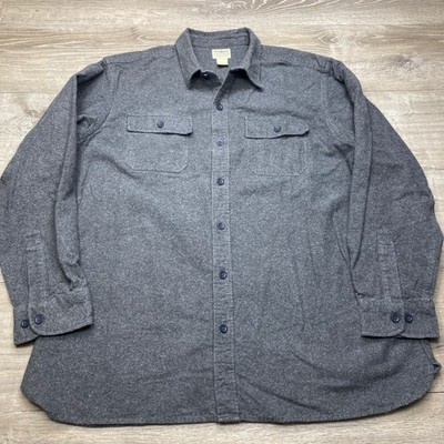 L.L. Bean Flannel Shirt Mens XXL Gray Traditional Fit Cotton Button Up Outdoor