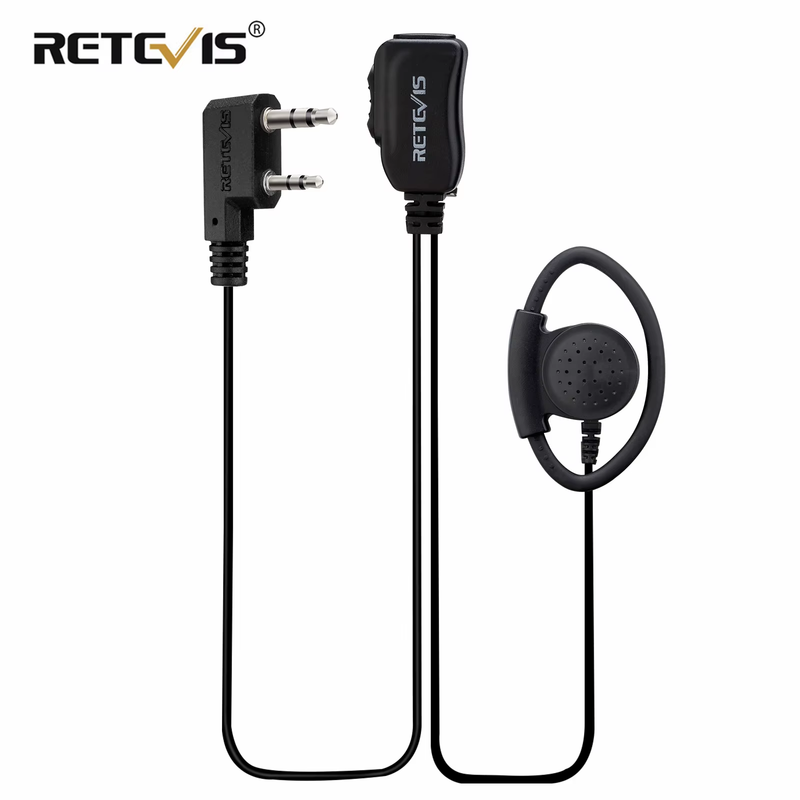 EEK012 Earpiece Adjustable D-shape Walkie Talkie 2Pin Ear Hook with PTT Mic for