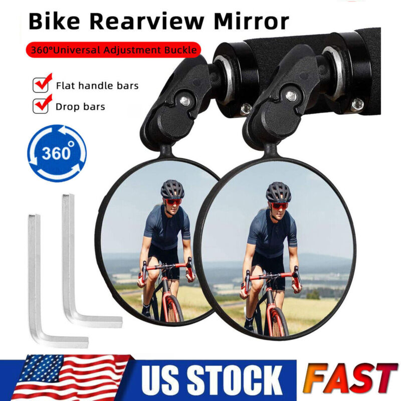 2pc Bike Rearview Mirror Mountain Bike Handlebar Convex Rear View Mirror Bar End