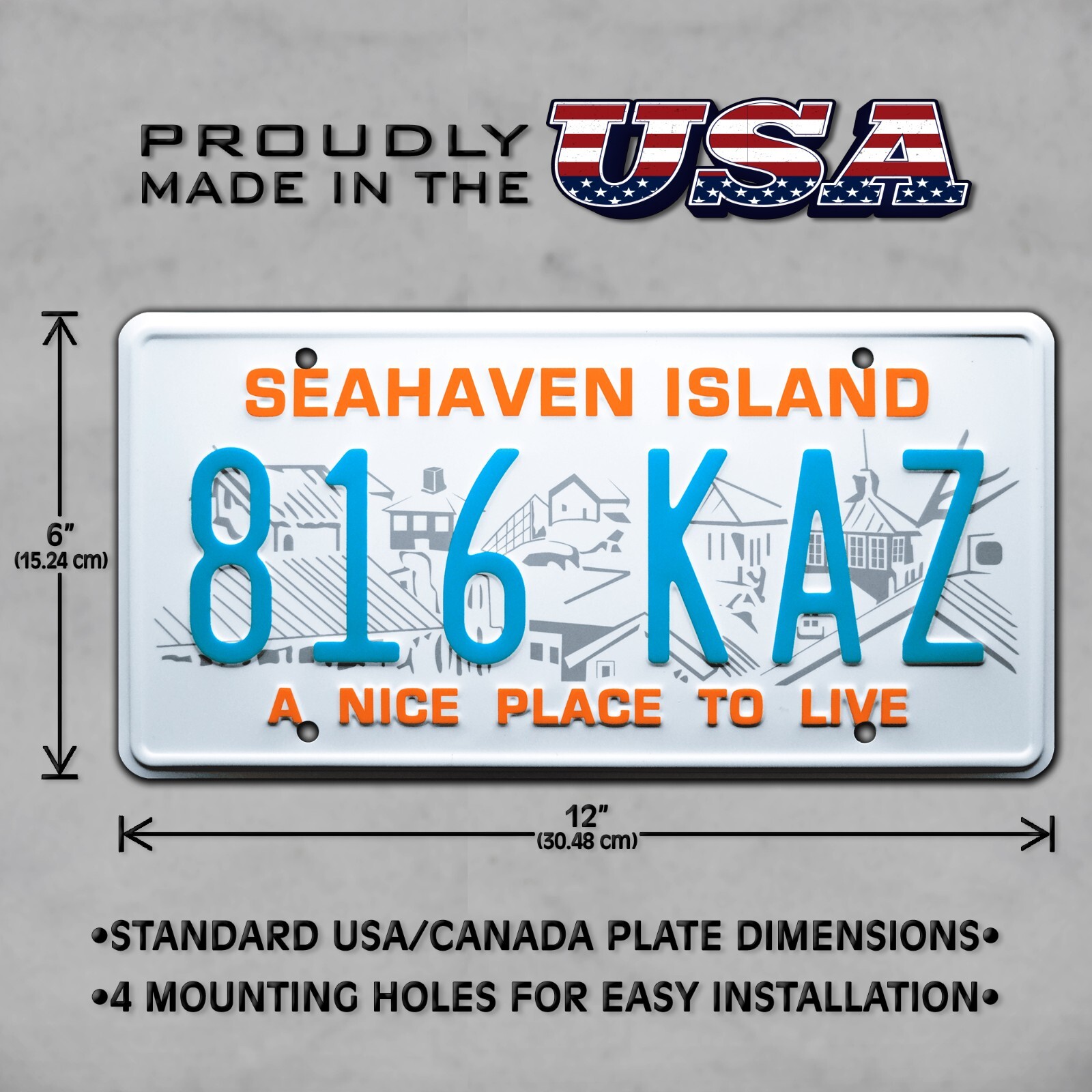 The Truman Show Jim Carrey | 816 KAZ | Metal Stamped Replica Prop License Plate