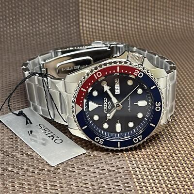 Pre-owned Seiko 5 Sports Srpd53k1 Automatic Pepsi Blue 24 Jewels Analog Men's Watch Srpd53