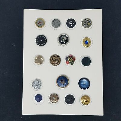 18 Pc Antique Vintage Collectible Chunky Victorian Jewel Button Card Lot 5640