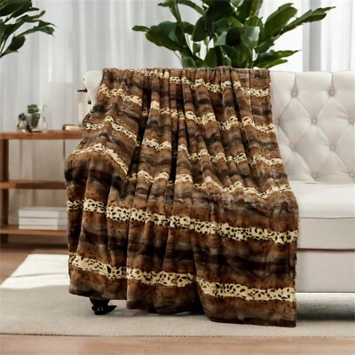 Leopard Print Blanket Double Sided Faux Fur Throw Blanket Heavy Warm Soft Gift