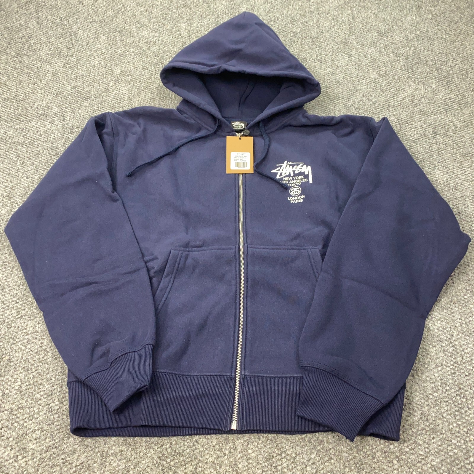 Stussy World Tour Zip Hoodie Mens XL Navy Sweatshirt NWT | eBay Stussy World Tour Zip Hoodie Mens XL Navy Sweatshirt NWT | eBay