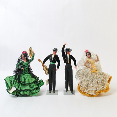 Lot of 4 Marin Chiclana Flamenco Dancer Dolls 5''