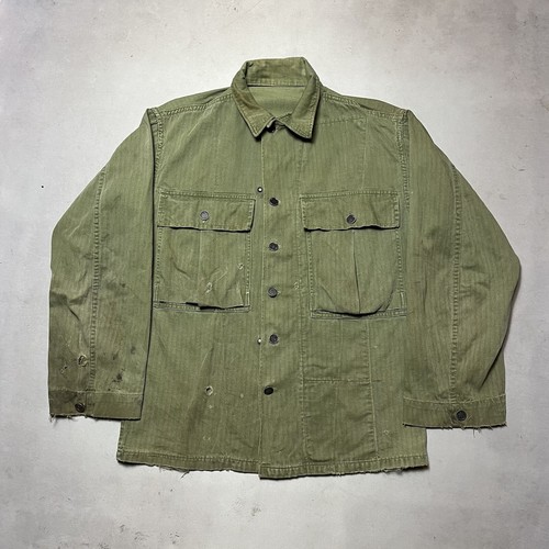 Vintage HBT Jacket Size 34R WW2 1940s 13 Star Buttons US Army Shirt Herringbone Vintage HBT Jacket Size 34R WW2 1940s 13 Star Buttons US Army Shirt Herringbone