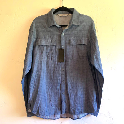 7 Diamonds men's ''One More Night'' long sleeve button up shirt blue size L