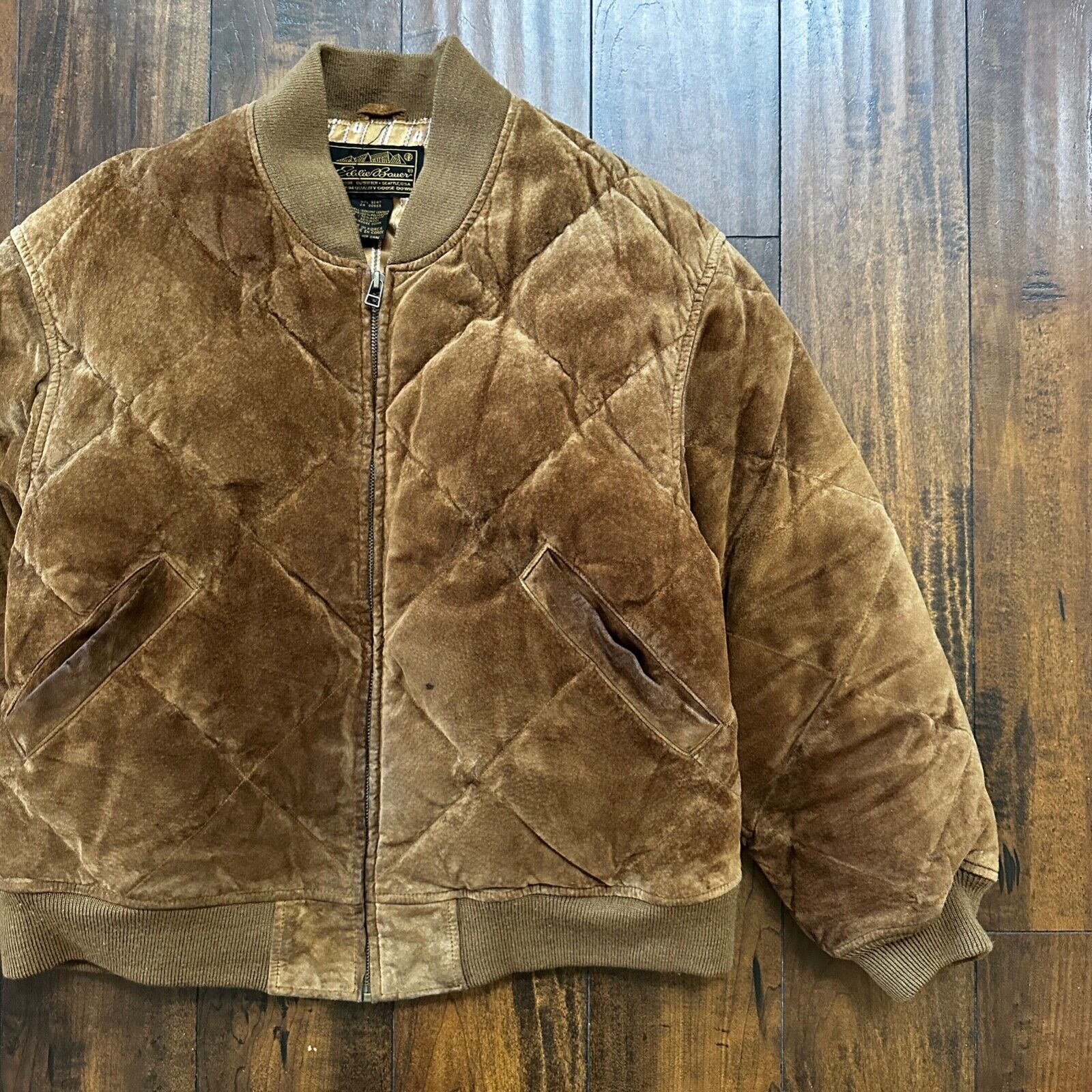 VTG 90s Eddie Bauer Jacket Brown Genuine Suede Leather Goose VTG 90s Eddie Bauer Jacket Brown Genuine Suede Leather Goose