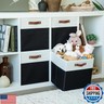 OrganiHaus 13x13 Cube Fabric Storage Bins Set of 4, Fabric Storage Cubes w/ Vegan Handles, 13 inch Collapsible Bins for Clothes and Toy Organizer, Cubbies Organizer, 13x13 Basket for Decor - Black/White