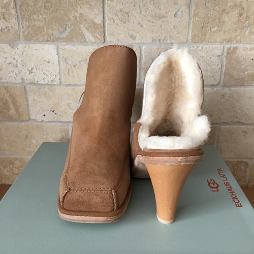 Pre-owned Ugg Court Mule Eckhaus Latta Chestnut / Natural Leather Heels Women's Size Us 9
