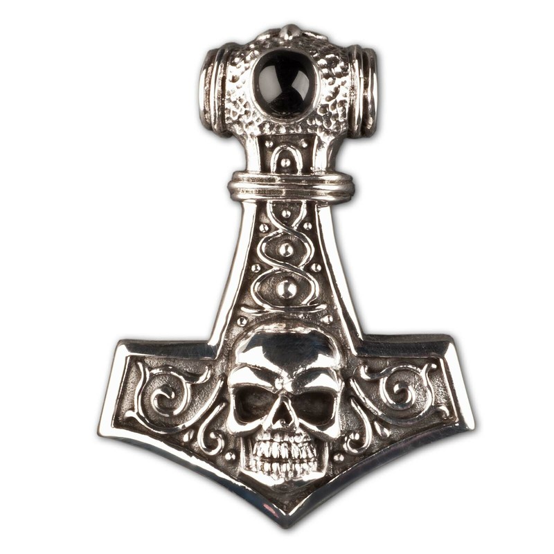 Pendentif Marteau De Thors MjÃ¶Lnir TÃªTe Mort 925 Argent Style Biker As23a