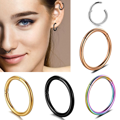 316l Surgical Steel Hinged Nose Rings Hoop 20G 14G Diameter 6mm