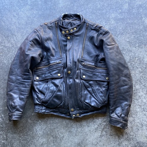 Vintage hein gericke leather motorcycle jacket Zip Up Solid
