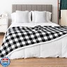 PAVILIA Black and White Buffalo Plaid Sherpa Throw Blanket for Couch Twin, Soft Fuzzy Flannel Blanket for Bed, Plush Checkered Fleece Blanket and Throws, Warm Thick Winter Blanket Gift, 60x80