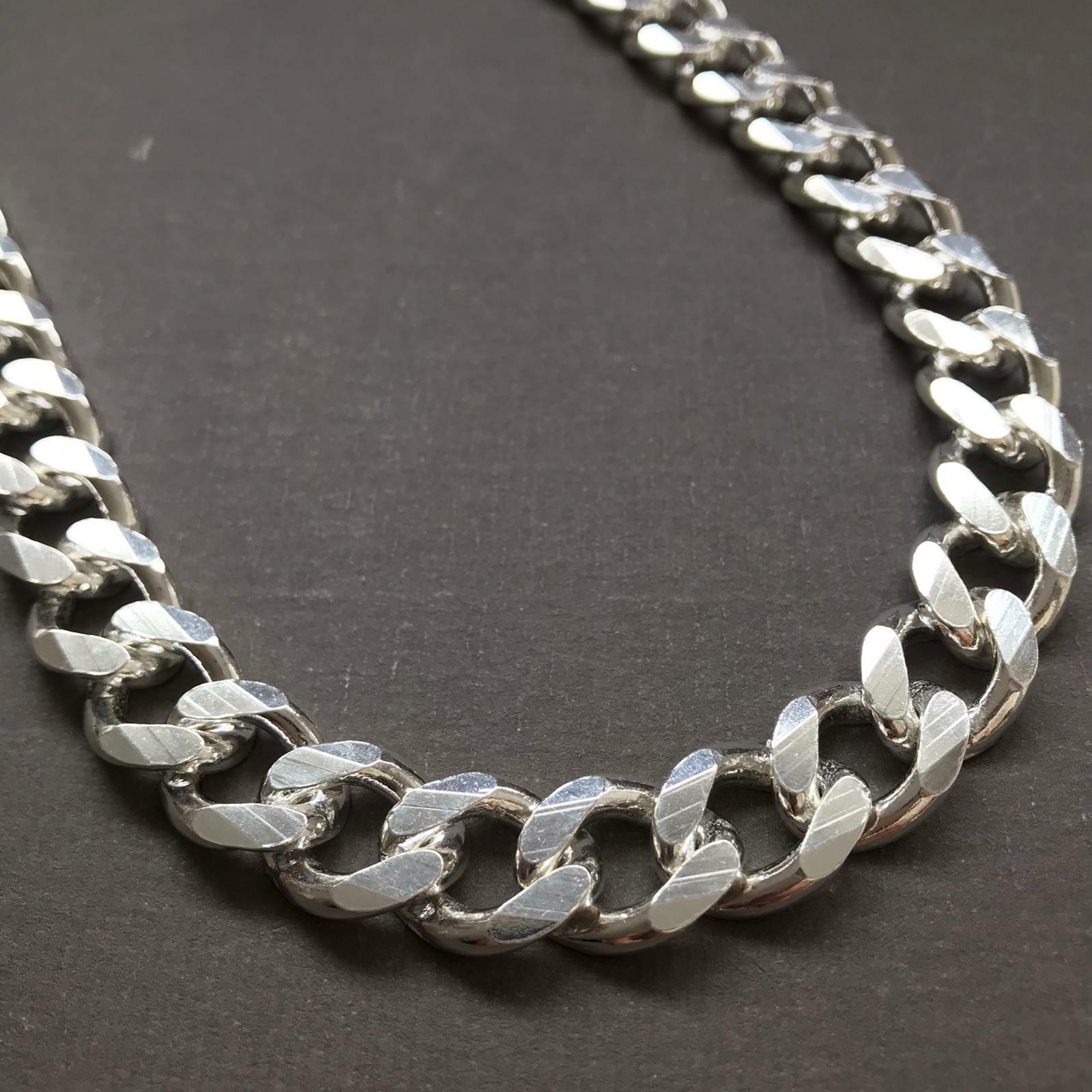 Pre-owned Handmade Mens Cuban Tight Curb Chain Necklace 925 Sterling Silver 159gr 14mm 28inch