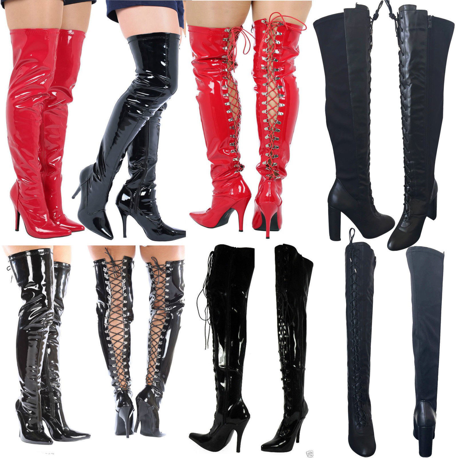 pvc thigh high boots uk