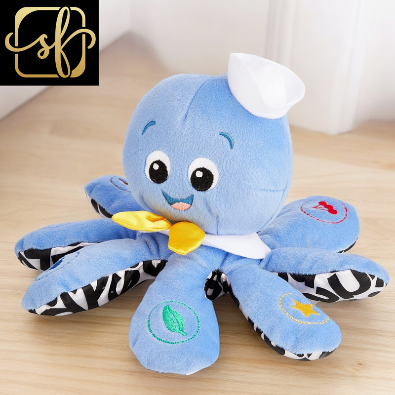 Octoplush Musical Huggable Stuffed Animal Plush Toy, Learn Colors in 3 Languages, Blue, 11