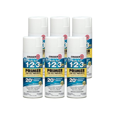 272479-6PK Bulls Eye 1-2-3 Plus Spray Primer, 13 oz, White, 6 Pack