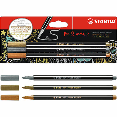 Premium Metallic Fibre-Tip Pen STABILO Pen 68 Metallic Assorted Packs Available