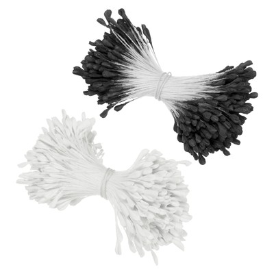 680-Pack 3mm Mini Double Heads Artificial Flower Stamen Pistil [Black White]