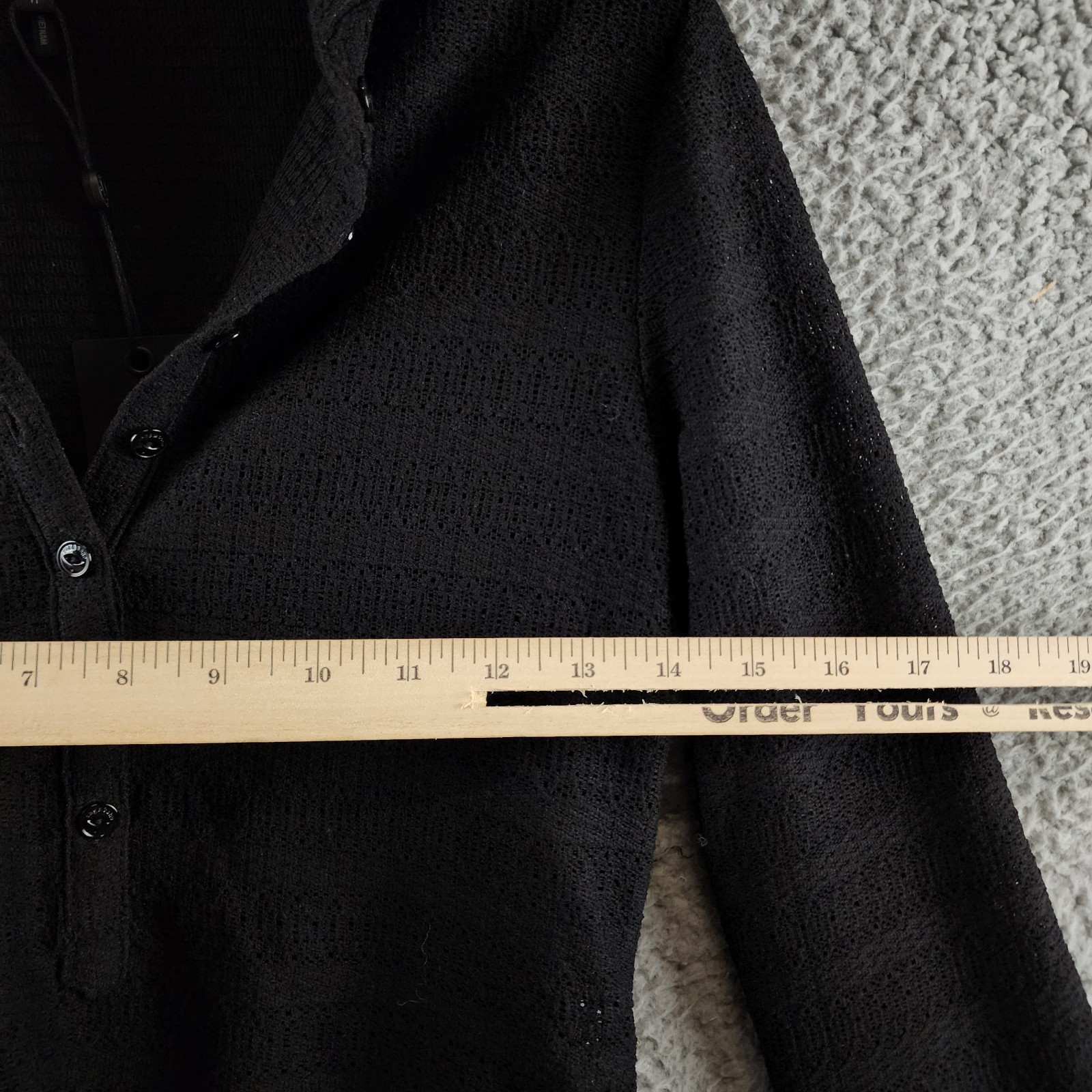 rag & bone Julia Polo Top Women's XS Black Textured Open Knit Collared Pullover - Picture 8 of 14