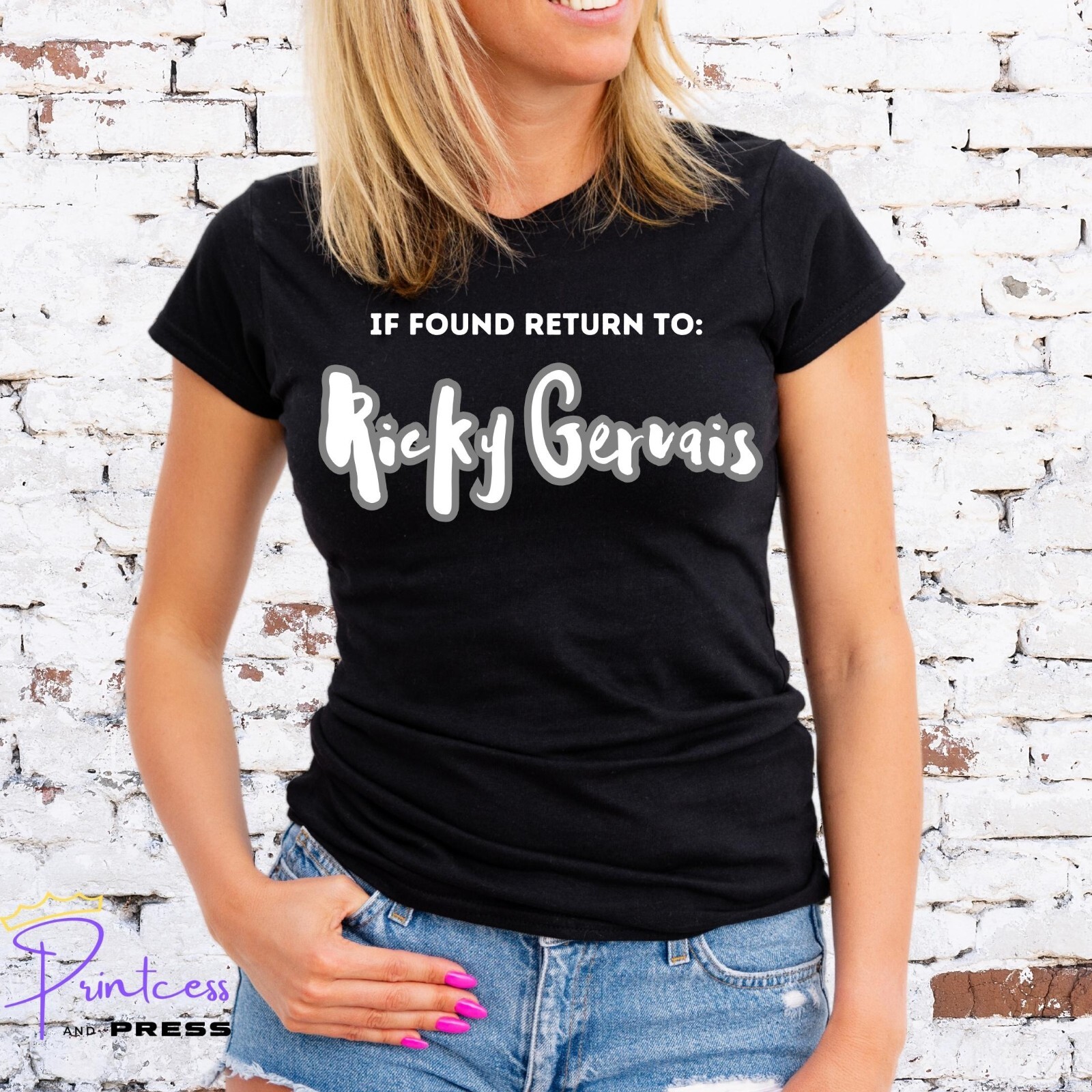IF FOUND RETURN TO RICKY GERVAIS, T-SHIRT, TOUR, Unisex or Ladies Fit,