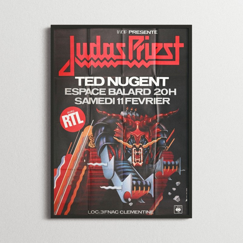 Authentique RÃ©Tro Poster - Juda'S Priest - Espace Balard - 1984