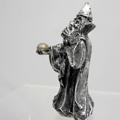Miniature Standing Wizard with Crystal Ball Resin Fantasy Magic