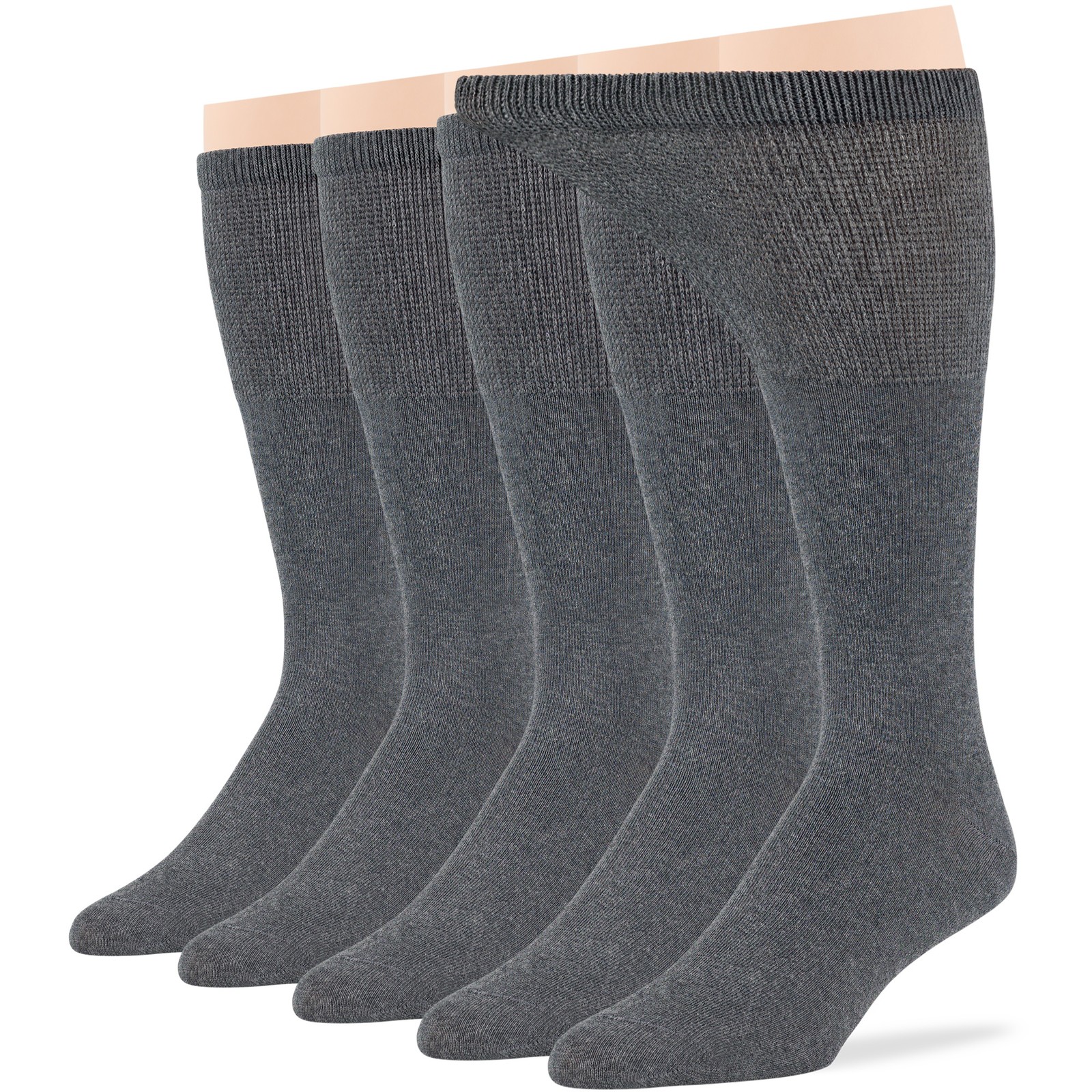 Men Cotton Diabetic Extra Wide Mid Calf Socks L-XL 5 Pack Black Brown Grey Khaki - Picture 15 of 24