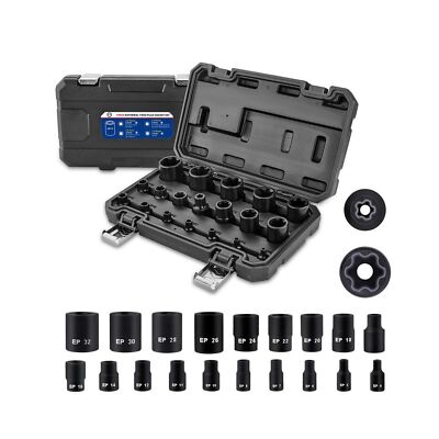 AKM 19PC External Torx Plus Socket Set,6 point E-Torx Star Torque Socket Set,...