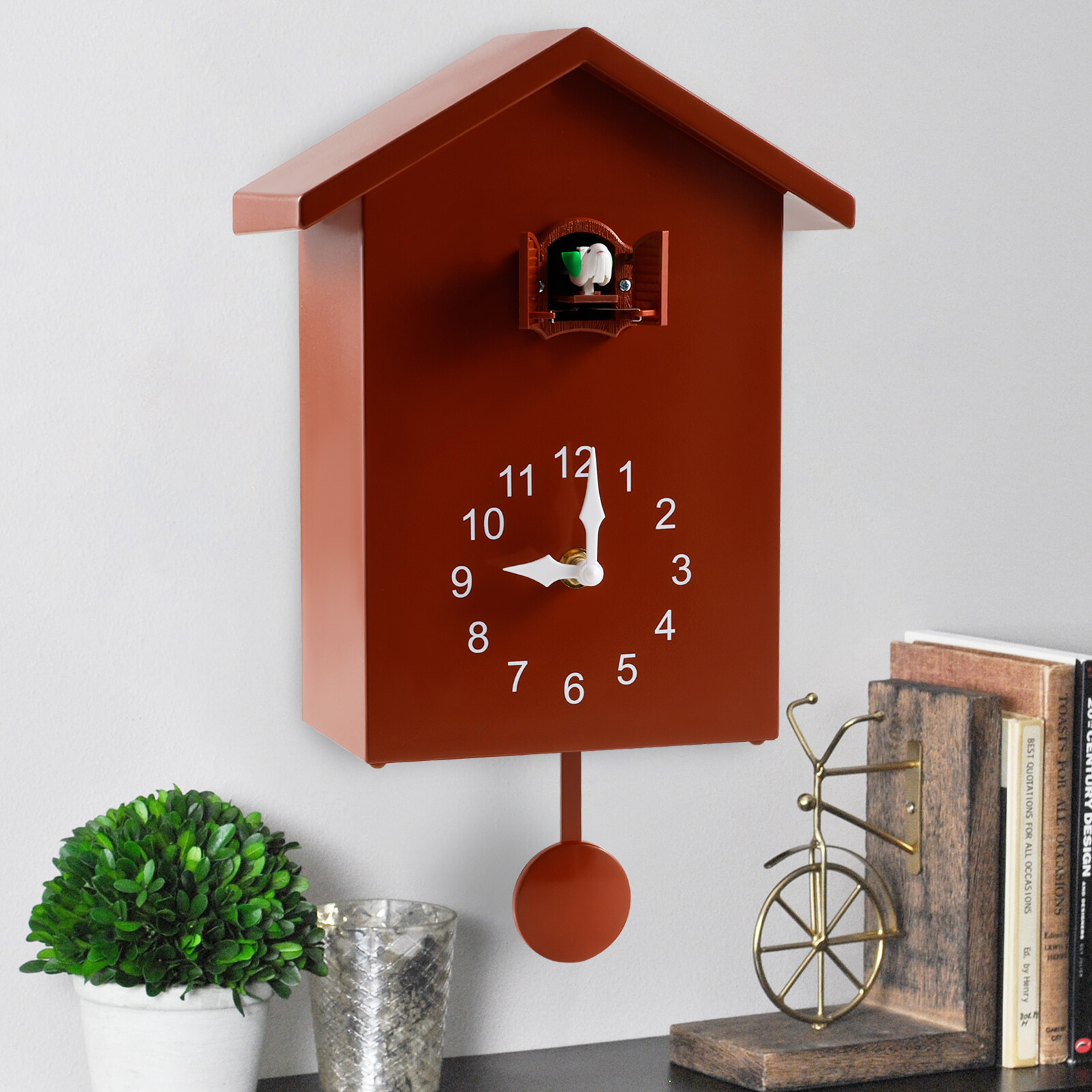 Cuckoo Clock Plastic Cuckoo Wall Clock with Bird Tweeting Sound Hanging