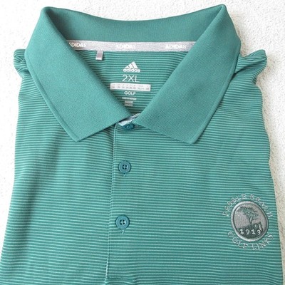 Adidas Golf Polo Shirt Pebble Beach Golf Links Logo Striped Green Men's 2XL