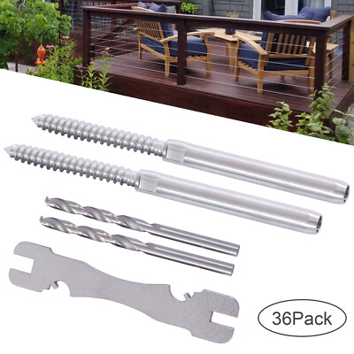 36 Pack 3/ 16'' T316 Stainless Steel Right & Left Handed Thread Swage Lag Screws