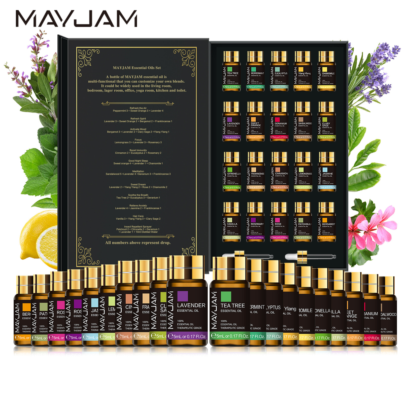 20Pc Pure Essential Oil Gift Set for Diffuser Fragrance Oil Scent for DIY Candle