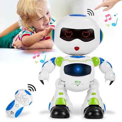 Remote Control Robot Toys for Kids w/ Sound LED Eyes Flexible Body Educational S