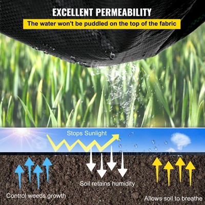 VEVOR 4' x 300' Woven Weed Barrier Landscape Fabric Ground Cover Black 5.8oz