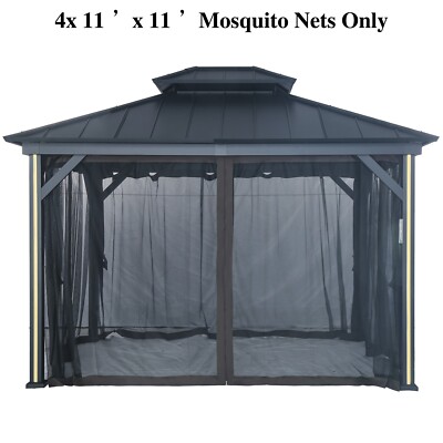10'x12' Replacement Mesh Mosquito Net Black with Four Sides for Outdoor Gazebo