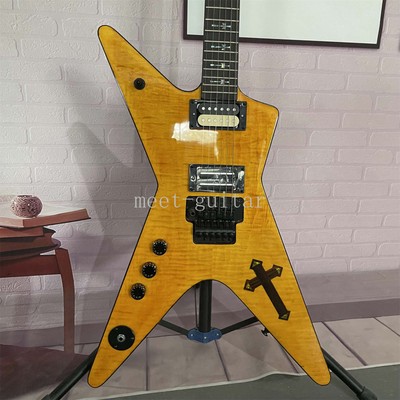 Factory Left Handed Dimebag Darrell Electric Guitar Cross Flamed Top Free Ship