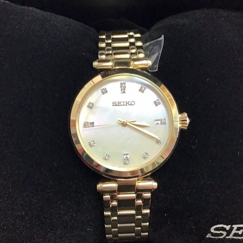 SEIKO Women's Gold Tone Stainless Steel MOP Dial Diamond