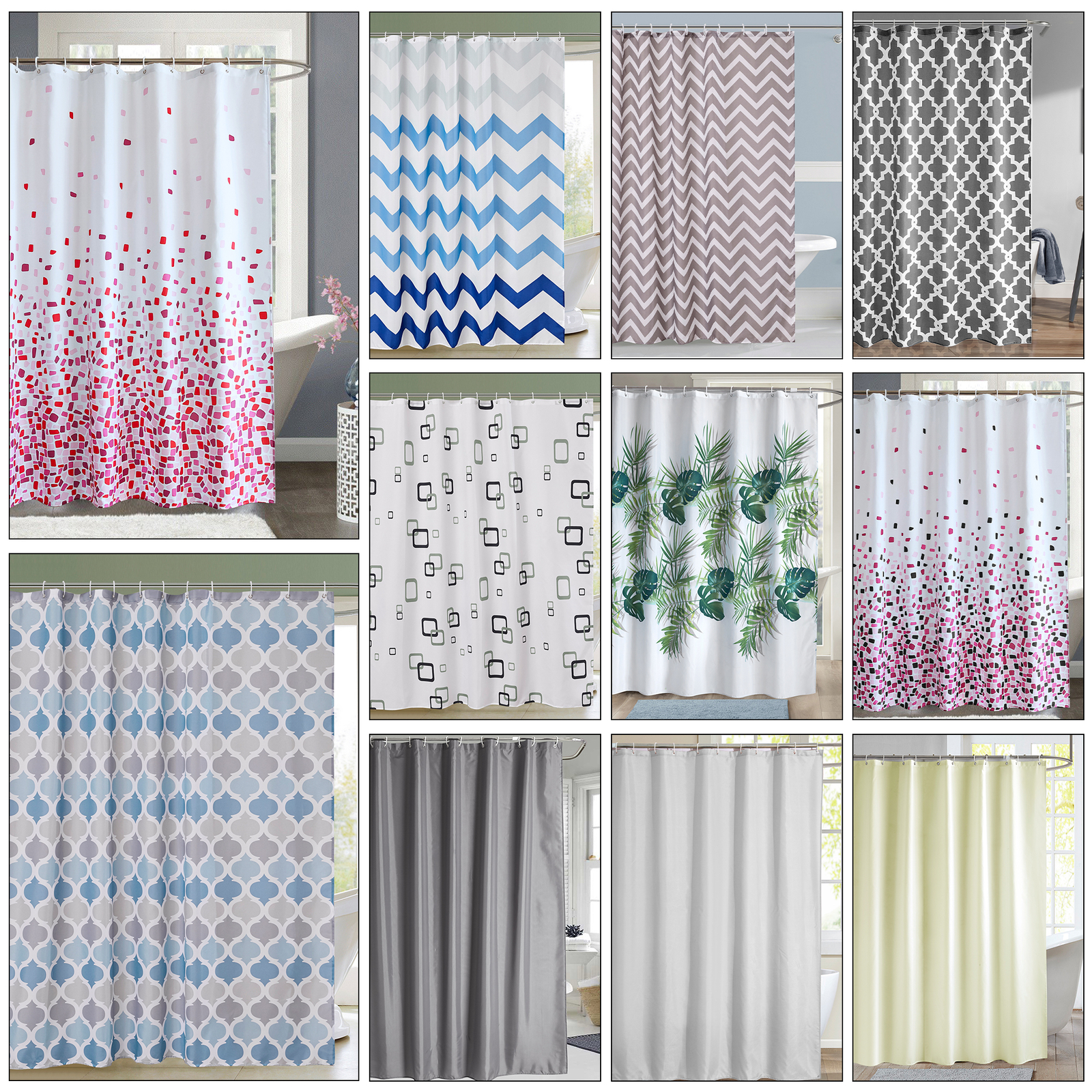 Weddecor Duschvorhang Extra Lang Aus Polyester Mit Digitaldruck Neu