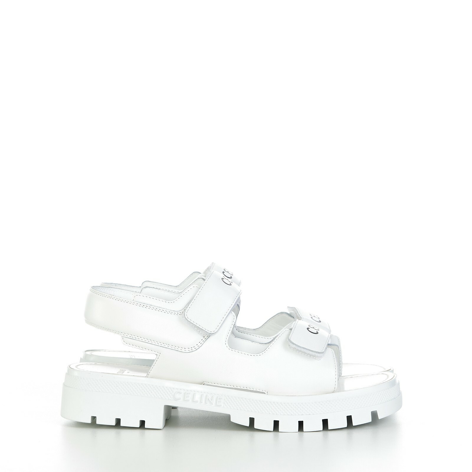 CELINE 850$ Men's White Leather LEO Sandals - Calfskin, Logo